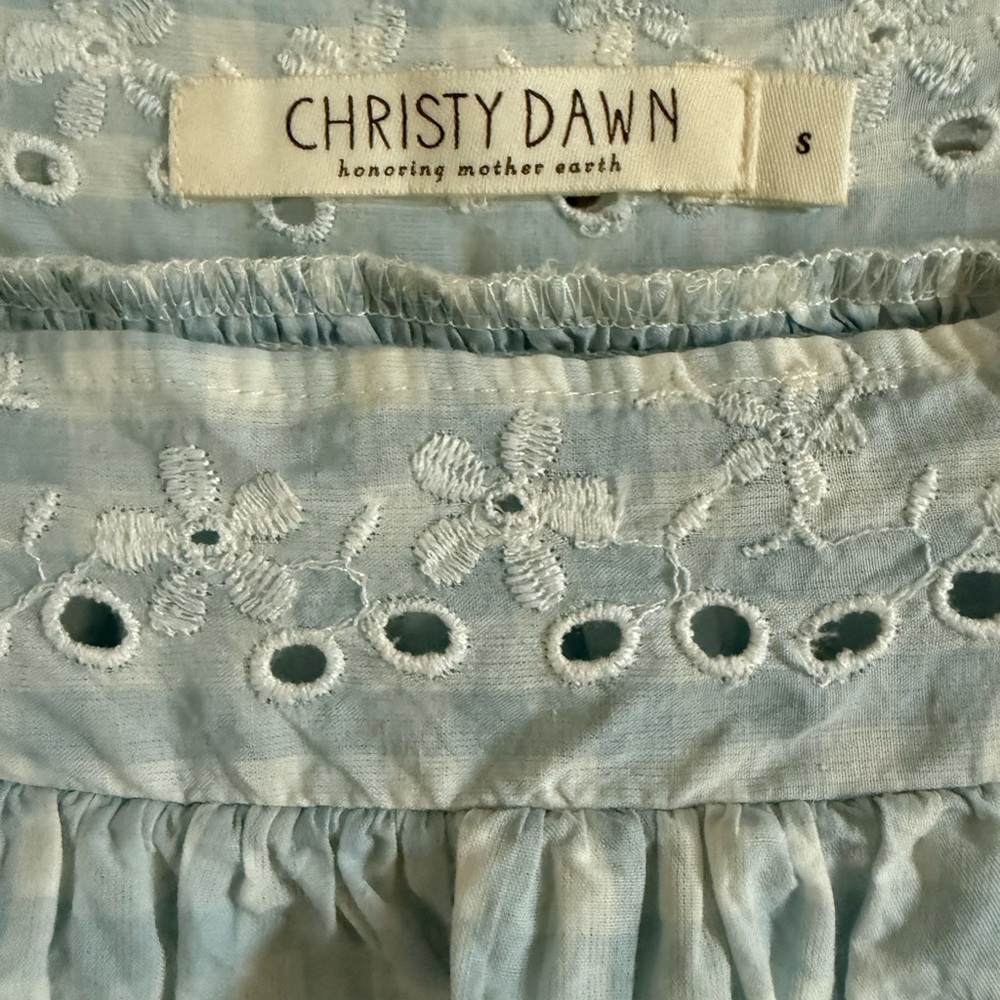 Christy Dawn Light Blue Gingham Blouse - Picture 3 of 4